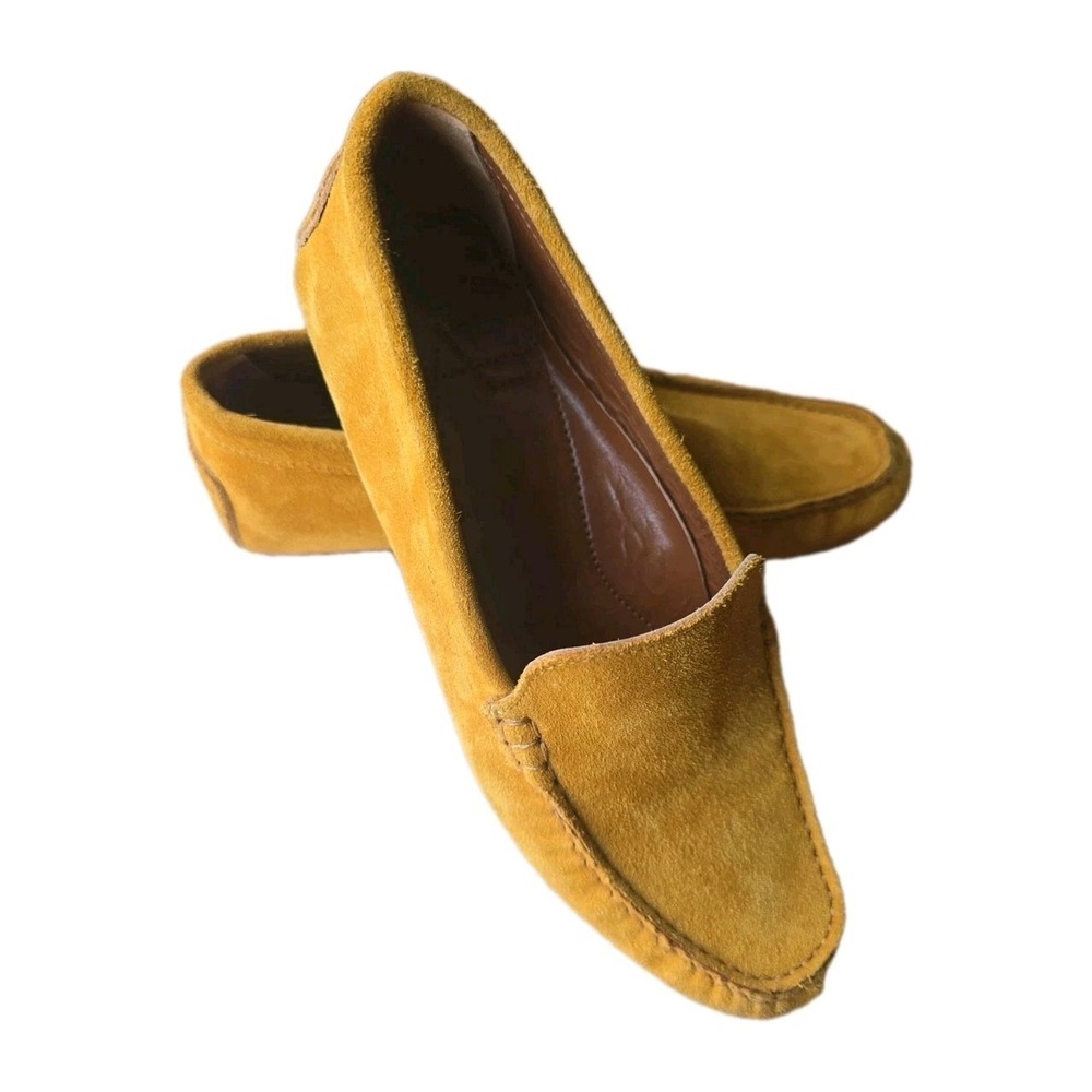 Aquatalia Karla Suede Driving Moccasin Loafers Size 8.5 Yellow